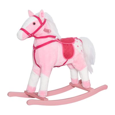 Classic Wooden Rocking Horse with Smooth Rocking Motion and Soft Polyester Seat for Indoor Play and Decorative Use