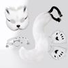 4Peice Halloween Fluffy Fox Wolf Mask Paws and Tail Collar,Realistic Cat Fox Mask,Furry Therian Masks for Masquerade (White) view 1