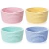 Boao 4 Pcs Woven Baskets Small Rope Storage Bin Small Basket Boho Tiny Round Storage Containers Mini Organizer for Shelves Closet Gift Basket Empty for Birthday Dog Toy Nursery Home Halloween(Macaron) view 1