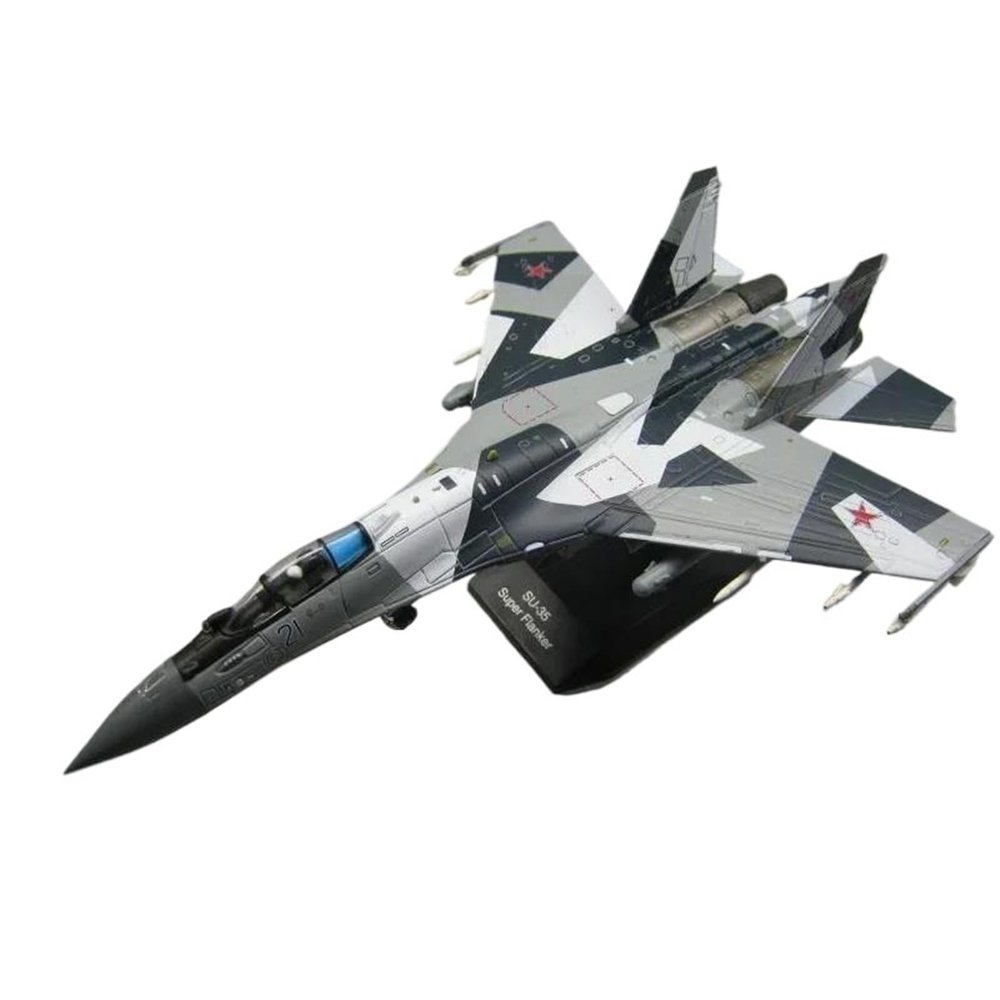 Flying Airplane Model 1/100 Scale SU35 Super Flanker Military Model Toy SU-35 Heavy Fighter Russia Army Air Force Diecast Metal Plane Aviation Airbus(Titanium)