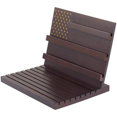 3-Tier American Flag Coin Holder, Wooden Tabletop Display Stand Holds 70-80, Commemorative Coin Display Stand