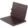 3-Tier American Flag Coin Holder, Wooden Tabletop Display Stand Holds 70-80, Commemorative Coin Display Stand