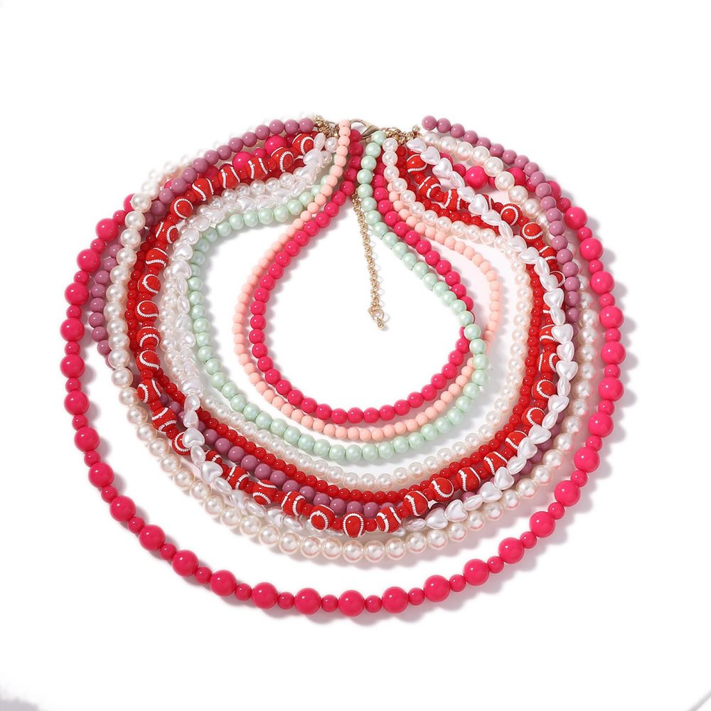 Baroque Imitation Pearl Multi-Layered Retro Bohemian Exaggerated Necklace,multicolored,42+7cm