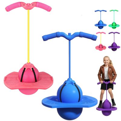 Balance Jumping Ball, 2026 Balance Pogo Ball, Pogo Jumper with Handle and Ball Pump, High Jump Toy Bounce Jump Trick Board Pogo Bouncing Ball Safe and Fun Pogo Stick for Adults (Pink+Blue)