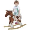 Classic Wooden Rocking Horse Toy with Plush Body, Realistic Sound Effects, Smooth Rocking Motion and Handcrafted Details view 1