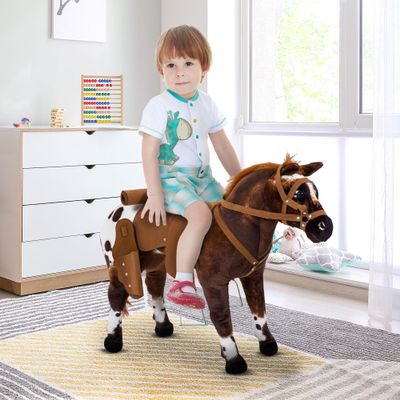 Interactive Riding Toy Horse with Realistic Sounds and Soft Plush Design for Indoor Play and Active Engagement