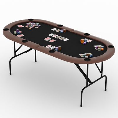 Garvee 71" Foldable Poker Table for 8 Players, Texas Holdem Casino Table with Padded Rails & Cup Holders, Portable Folding Game Table for Blackjack, Dominoes, Home Game Nights (Brown)