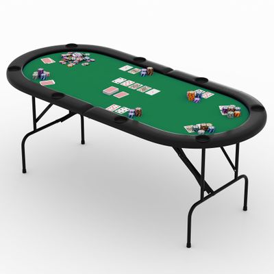 Garvee 71" Foldable Poker Table for 8 Players, Texas Holdem Casino Table with Padded Rails & Cup Holders, Portable Folding Game Table for Blackjack, Dominoes, Home Game Nights (Green)