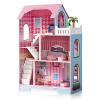3 Tier Kids Dollhouse with Roof Window and Furniture Wooden Mini Doll House Playhouse for 3 Years Old and Above view 1