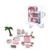 3 Tier Kids Dollhouse with Roof Window and Furniture Wooden Mini Doll House Playhouse for 3 Years Old and Above view 2
