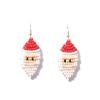 6.5 * 2.1cm Vintage Christmas Handmade Beaded Santa Claus Earrings For Women,white,6.5 * 2.1cm view 1