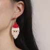 6.5 * 2.1cm Vintage Christmas Handmade Beaded Santa Claus Earrings For Women,white,6.5 * 2.1cm view 2