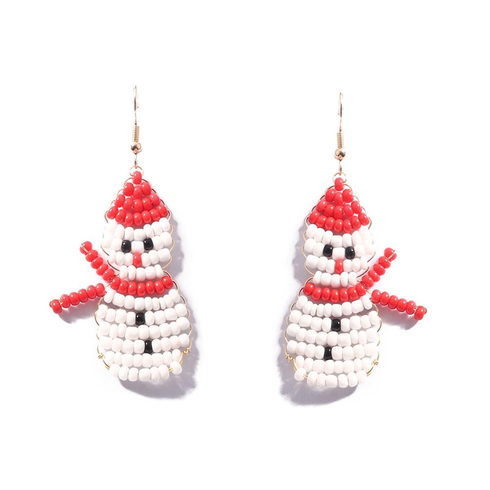 6.8 * 2.9cm Vintage Christmas Handmade Snowman Earrings For Women ,white,6.8 * 2.9cm