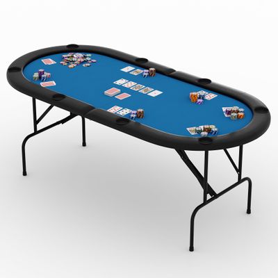 Garvee 71" Foldable Poker Table for 8 Players, Texas Holdem Casino Table with Padded Rails & Cup Holders, Portable Folding Game Table for Blackjack, Dominoes, Home Game Nights (Blue)