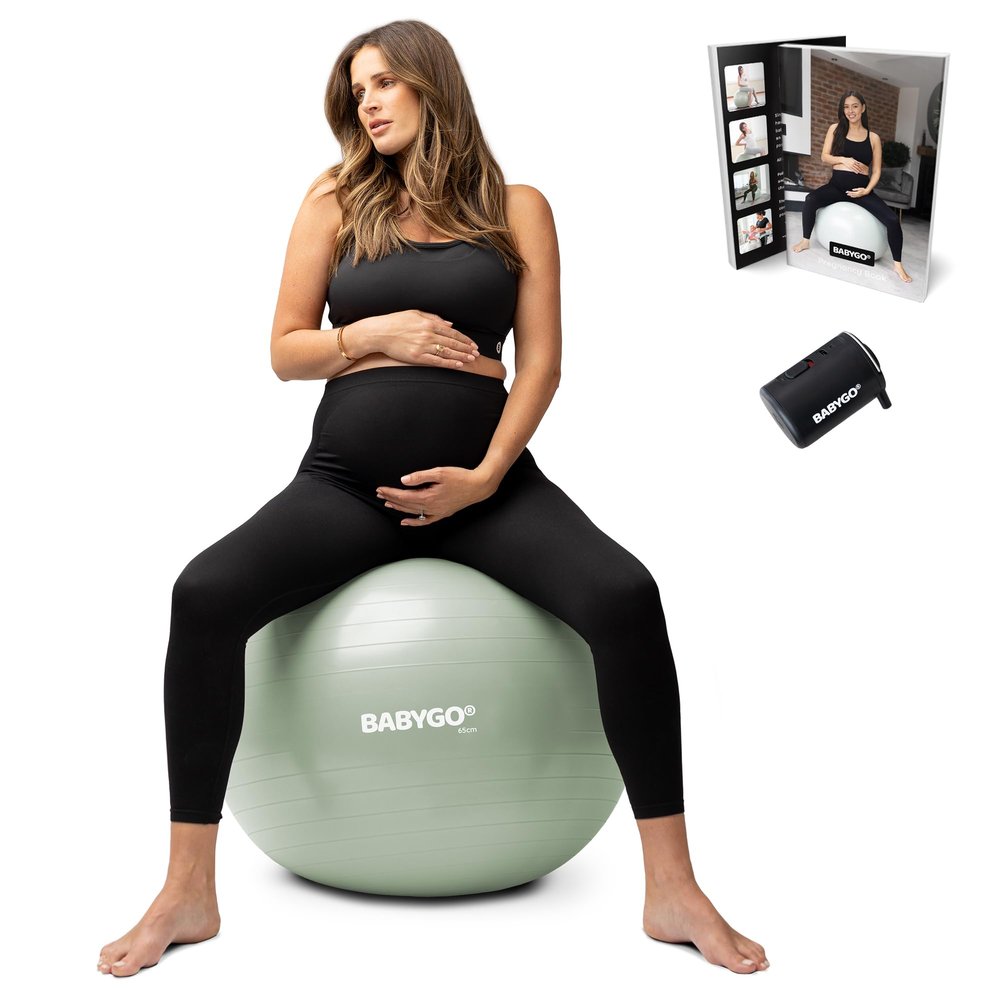 BABYGO Birthing Ball 65cm Sage + Electric Pump New