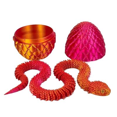 3D Printed Snake Egg, Cool 3D Printer Articulated Crystal Snake Toys for Kids, Surprise Animals Figurines Fidget Snakes Egg Toys for Boys Girls Teen Easter Basket Stuffers, Christmas Stocking Stuffer