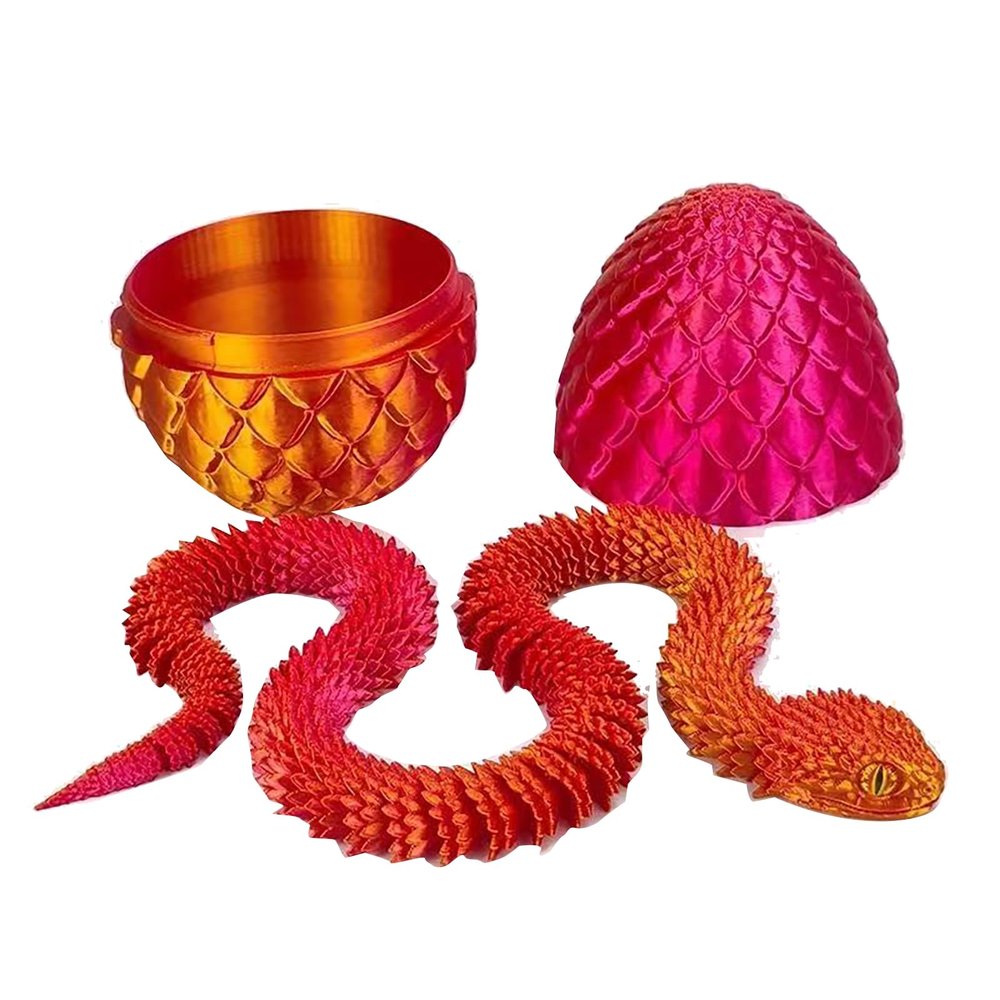 3D Printed Snake Egg, Cool 3D Printer Articulated Crystal Snake Toys for Kids, Surprise Animals Figurines Fidget Snakes Egg Toys for Boys Girls Teen Easter Basket Stuffers, Christmas Stocking Stuffer