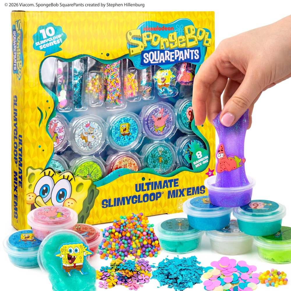 Horizon Group USA SLIMYGLOOP Mix'Ems, Scented Slimes with Mixins, Sensory Toys for Kids, Spongebob Squarepants