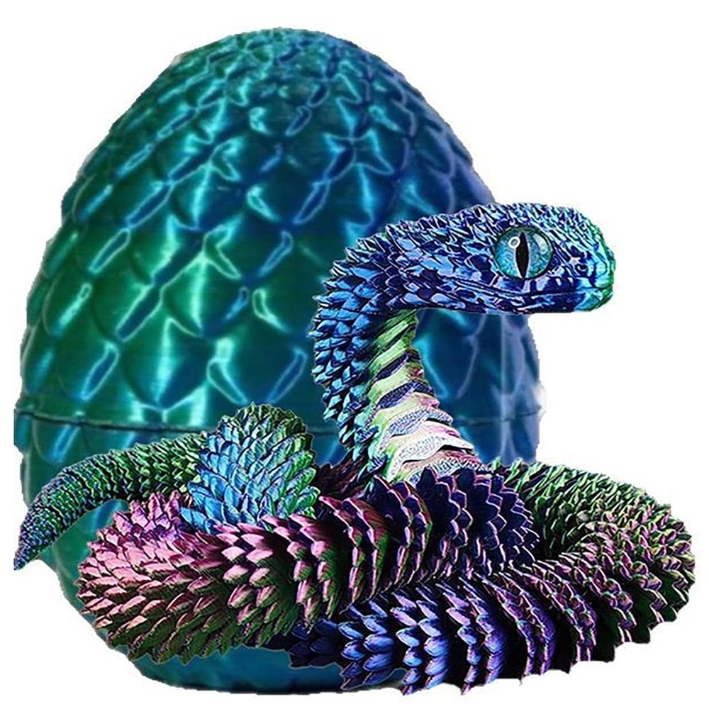 3D Printed Snake Egg, Cool 3D Printer Articulated Crystal Snake Toys for Kids, Surprise Animals Figurines Fidget Snakes Egg Toys for Boys Girls Teen Easter Basket Stuffers, Christmas Stocking Stuffer