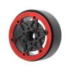 4pcs Beadlock Wheel Rim for 1/10 RC Crawler Car, Carbon Fibre Sealed Hexagonal Beadlock Wheel Hub with Aluminum Alloy Cover, Lightweight Performance Rock Climbing Wheels for SCX10 (Red) view 3