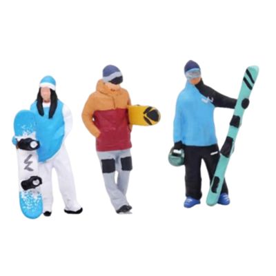 Amagogo 3X 1:64 Snowboarding Figure Tiny People Model Realistic Resin Photo Prop Skiing