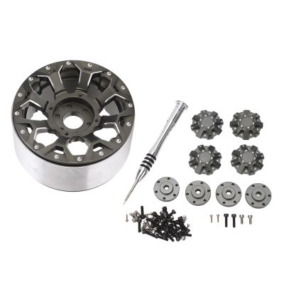 4pcs RC Rims 2.6 Inch Beadlock RC Wheel Rim Set, Aluminum Alloy Beadlock Wheels for 1/10 RC Crawlers, 2.9in Diameter 1.5in Thickness, Glue Free Wheel Hub with Connectors and Screwd