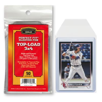 Cardboard Gold Toploader Sleeves - Ultimate Protection Resealable Snug Fit Top Loader Sleeves - Acid Free Archival Safe - Holds Toploaders Securely (75pt-140pt Sleeves, 50 Toploader Sleeves)