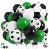 Soccer Balloons, 50 Pcs Green Black White Balloons with Black White Football Print and Foil Balloon for Boys Men Soccer Football Birthday Club Party Sport Theme Baby Shower Party Decorations view 1