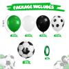 Soccer Balloons, 50 Pcs Green Black White Balloons with Black White Football Print and Foil Balloon for Boys Men Soccer Football Birthday Club Party Sport Theme Baby Shower Party Decorations view 2