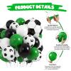Soccer Balloons, 50 Pcs Green Black White Balloons with Black White Football Print and Foil Balloon for Boys Men Soccer Football Birthday Club Party Sport Theme Baby Shower Party Decorations view 3