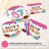 Greencian 96Pcs Donut 6 7 Birthday Decorations 6/7 Birthday Plates and Napkins 67 Themed I was 6 Now I'm 7 Disposable Paper Tableware Set for Kids Boys Girls 6-7 Year Old Party Supplies Serves 24 view 4