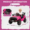 12V Kids Ride On Toy, Ride on Truck w/Parent Remote Control, Electric Toddler Ride on Car for Kids w/Reflective Stickers, Front Anti-Collision Bar Design, LED Headlights, Bluetooth, 3 Speeds (Pink) view 3