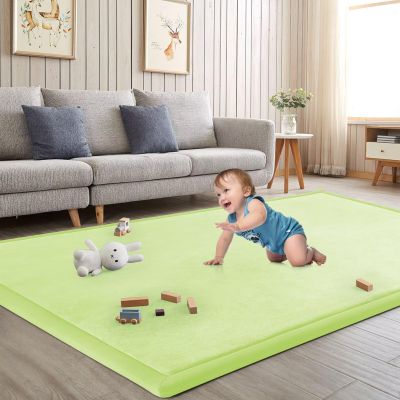 ILPEOD Baby Play Mat for Floor Nursery Muscle Mat Area Rug Playroom Rug 59x79" Elastic Foam 1.3" Thick Crawling Mat for Babies,Toddlers, Infants (Light Green)