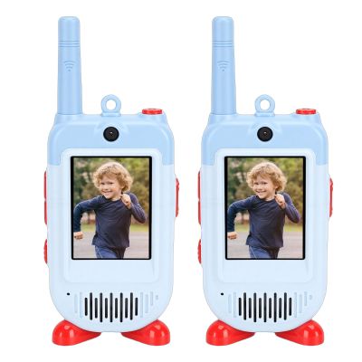 ciciglow Video Walkie Talkies for Kids, 2 Pack Handheld Rechargeable Cute Video Intercom, 500m Range 2 Way Radio with 2in Screen, Christmas Birthday Gifts (Blue)