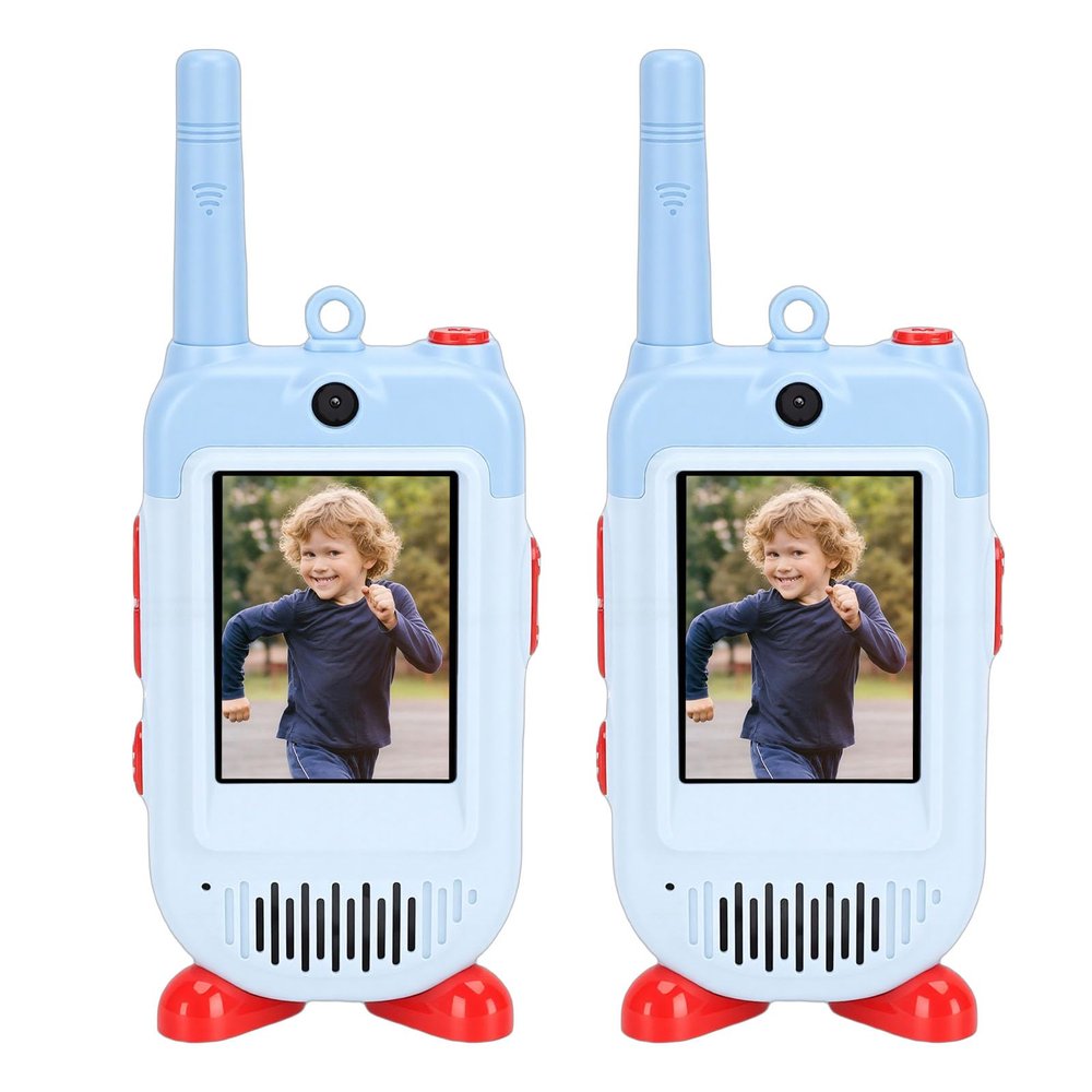 ciciglow Video Walkie Talkies for Kids, 2 Pack Handheld Rechargeable Cute Video Intercom, 500m Range 2 Way Radio with 2in Screen, Christmas Birthday Gifts (Blue)