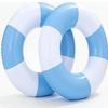 2PCS 37" Inflatable Pool Floats for Adult Striped Swim Ring Pool Floaties Inflatable Swimming Pool Raft Party Water Summer Beach Lounger Float Party Supplies (3Q-Blue) view 1
