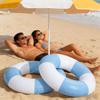 2PCS 37" Inflatable Pool Floats for Adult Striped Swim Ring Pool Floaties Inflatable Swimming Pool Raft Party Water Summer Beach Lounger Float Party Supplies (3Q-Blue) view 3