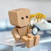 Shaking Feet Wooden Doll,Tiny Wooden Shaking Man Doll with Spring Legs with 12pcs Magnetic Expressions,ShakingWooden Man Figurine for Car Dashboard,Funny Cars Ornaments Wood Desktop Decorations view 3