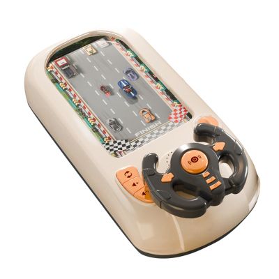 2026 New Car Racing Adventure with Steering Wheel, Desktop Car Racing Game with Steering Wheel, Obstacle Avoidance Driving Simulator, Music Adventure Toy for Boys Girls (White)