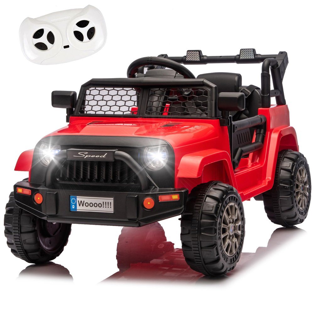 12V Kids Ride On Toy, Ride on Truck w/Parent Remote Control, Electric Toddler Ride on Car for Kids w/Reflective Stickers, Front Anti-Collision Bar Design, LED Headlights, Bluetooth, 3 Speeds (Red)