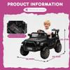 12V Kids Ride On Toy, Ride on Truck w/Parent Remote Control, Electric Toddler Ride on Car for Kids w/Reflective Stickers, Front Anti-Collision Bar Design, LED Headlights, Bluetooth, 3 Speeds (Black) view 3