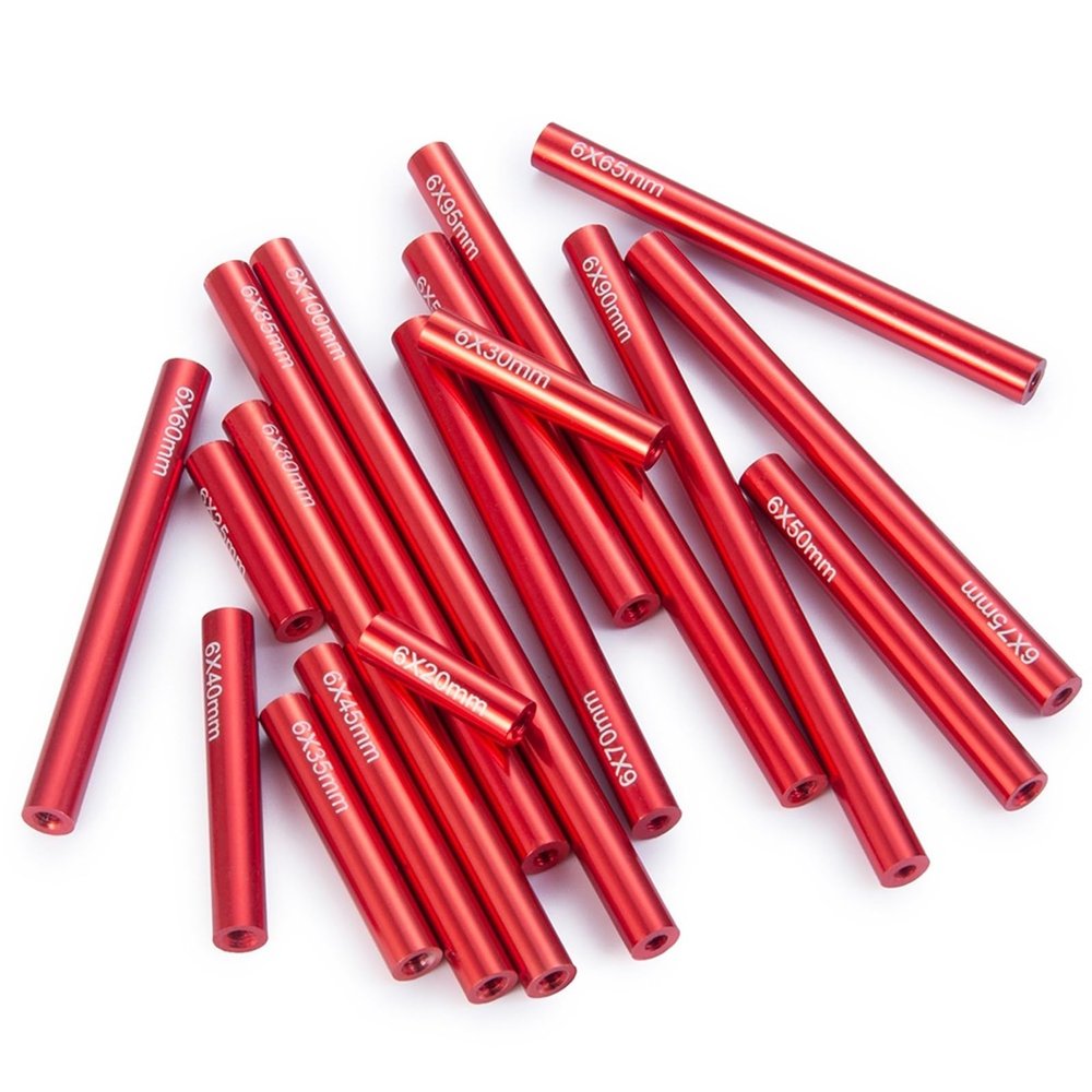2PCS Aluminum Alloy Link Rod Red Linkage 20-105mm 1/10 RC Crawler for Axial SCX10 F350 D90 D10 TRX4 TRX6 Parts confident(6x35mm)