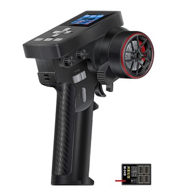 MEUS RACING ME-8B RC Transmitter 6 Channels 2.4GHz and Receiver for 1/8 1/10 1/18 1/24 1/30 RC Crawler Car Boat TRX4 TRX4M SCX10 SCX24 SCX30 Upgrades Parts (with 04B Receiver, Black)