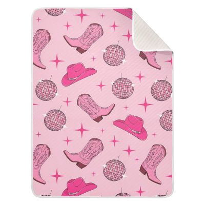 WIFIU Pink Cowboy Boots Hat Disco Ball Baby Boys Girls Blanket 30x40 in, Soft Receiving Swaddling Nursery Blankets for Newborn Infant Toddler