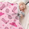 WIFIU Pink Cowboy Boots Hat Disco Ball Baby Boys Girls Blanket 30x40 in, Soft Receiving Swaddling Nursery Blankets for Newborn Infant Toddler view 4
