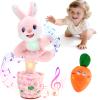 Cessfle Talking Dancing Easter Bunny Plush, Easter Basket Stuffers Toddler Girl Boy, Volume Adjustable Glowing Dancing Talking Bunny Toys with 60+ Songs, Baby Girl Boy Easter Gift, Hopping Bunny Toy view 1
