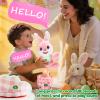 Cessfle Talking Dancing Easter Bunny Plush, Easter Basket Stuffers Toddler Girl Boy, Volume Adjustable Glowing Dancing Talking Bunny Toys with 60+ Songs, Baby Girl Boy Easter Gift, Hopping Bunny Toy view 3