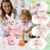 Cessfle Talking Dancing Easter Bunny Plush, Easter Basket Stuffers Toddler Girl Boy, Volume Adjustable Glowing Dancing Talking Bunny Toys with 60+ Songs, Baby Girl Boy Easter Gift, Hopping Bunny Toy view 4
