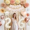 26th Beige Birthday Decorations for Women, White Sand Happy 26th Birthday Party Packs with Happy Birthday Banner, Paper Pom Poms, Boho Beige Cream Balloons for 26 Party Supplies view 2