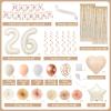 26th Beige Birthday Decorations for Women, White Sand Happy 26th Birthday Party Packs with Happy Birthday Banner, Paper Pom Poms, Boho Beige Cream Balloons for 26 Party Supplies view 3